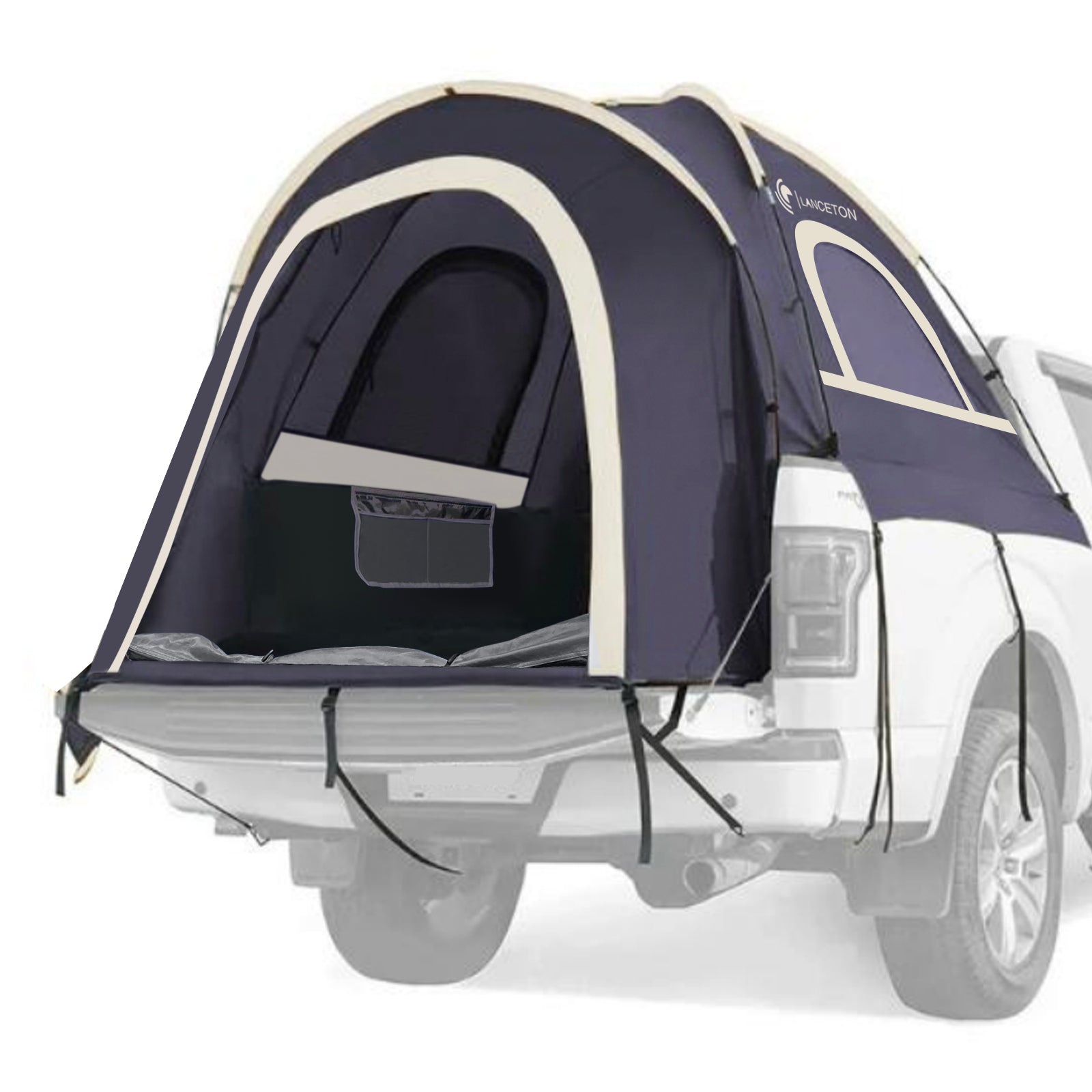 Lanceton Pickup Truck Tent, Fit 5.5-6/6.5 Foot Truck Bed, Waterproof Polyester Windproof Pole and Insect-Prevention Mesh Window & Door