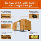 Lanceton Class A RV Cover Package Anti-UV Breathable Fabric Including 4 Tire Covers and 4 Sharp Edge Covers 2 Secure Straps