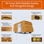 Lanceton Ft Class C RV Cover Package Waterproof Windproof Anti-UV Fabric Including 4 Tire Covers and 4 Sharp Edge Covers 2 Secure Straps