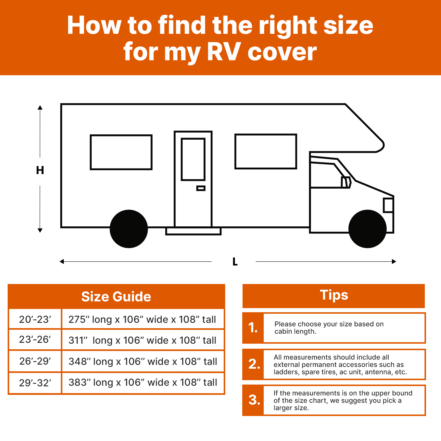 Lanceton Ft Class C RV Cover Package Waterproof Windproof Anti-UV Fabric Including 4 Tire Covers and 4 Sharp Edge Covers 2 Secure Straps