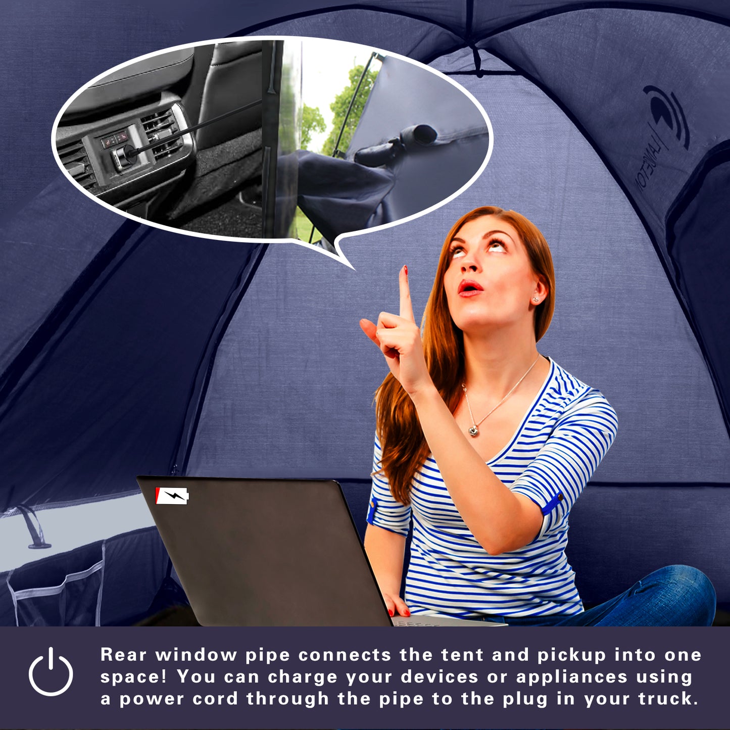Lanceton Pickup Truck Tent for 5.5'-6.5' Beds, Waterproof PU3000mm High-Density Oxford, Color-Coded Easy Setup, Features Unique 8" Rear Window Access Pipe & Cross-Pole Windproof Structure (F150, Ram, Silverado, Tundra)