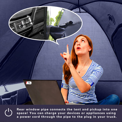 Lanceton Pickup Truck Tent for 5.5'-6.5' Beds, Waterproof PU3000mm High-Density Oxford, Color-Coded Easy Setup, Features Unique 8" Rear Window Access Pipe & Cross-Pole Windproof Structure (F150, Ram, Silverado, Tundra)