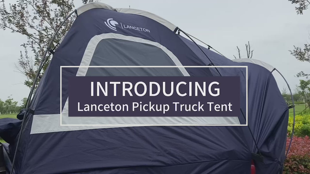 Lanceton Pickup Truck Tent for 5.5'-6.5' Beds, Waterproof PU3000mm High-Density Oxford, Color-Coded Easy Setup, Features Unique 8" Rear Window Access Pipe & Cross-Pole Windproof Structure (F150, Ram, Silverado, Tundra)