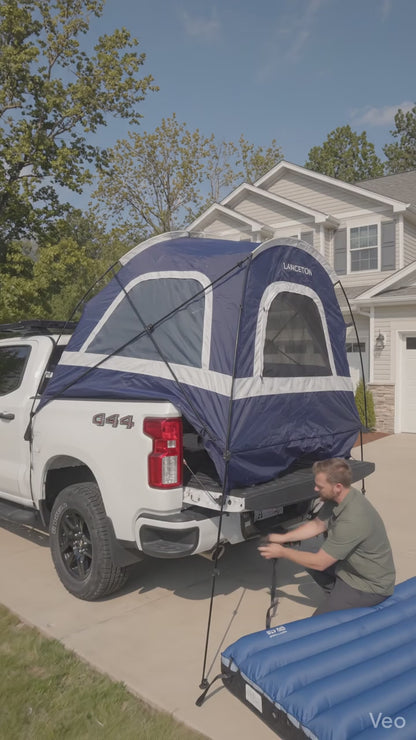 Lanceton Pickup Truck Tent for 5.5'-6.5' Beds, Waterproof PU3000mm High-Density Oxford, Color-Coded Easy Setup, Features Unique 8" Rear Window Access Pipe & Cross-Pole Windproof Structure (F150, Ram, Silverado, Tundra)